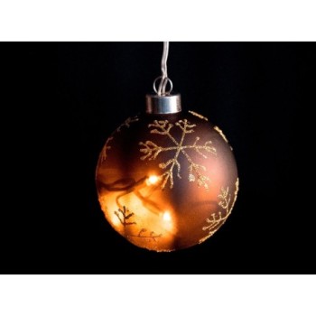 Bola Navidad LED cristal marron con estrellas (1und) F.BRIGHT LED