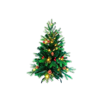 Arbol de Navidad decoracion piñas y bolitas rojas LED 90cm F.BRIGHT LED