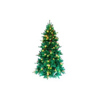 Arbol de Navidad decoracion piñas y bolitas rojas LED 180cm F.BRIGHT LED