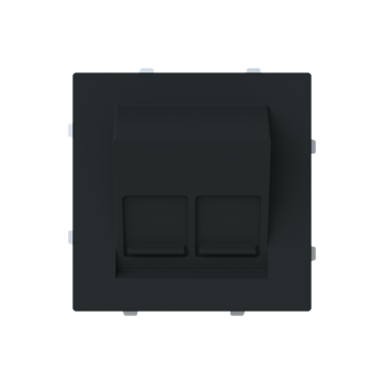 Tapa toma informática inclinada con persiana 2 conectores Serie Alba negro mate 8916.8 NT