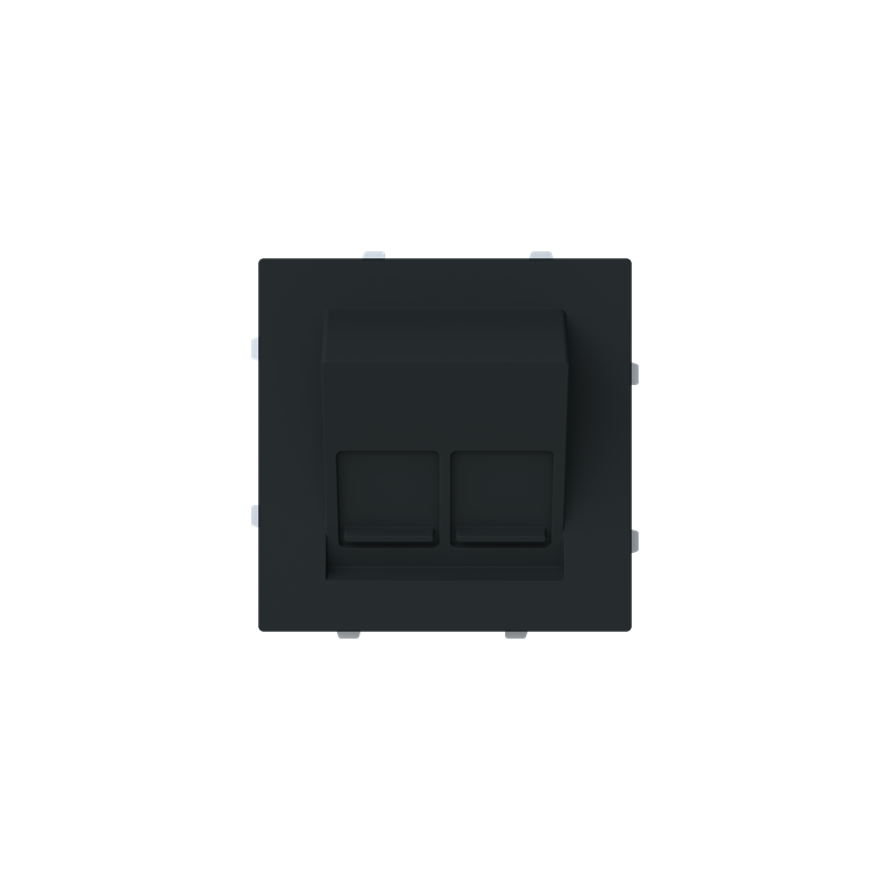 Tapa toma informática inclinada con persiana 2 conectores Serie Alba negro mate 8916.8 NT