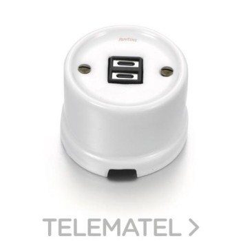Cargador doble USB C+C porcelana blanca Fontini
