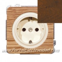 BASE DE ENCHUFE SCHUKO TTL, MADERA NOGAL