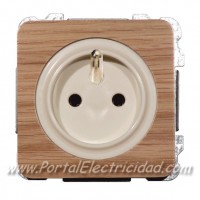 BASE DE ENCHUFE SISTEMA FRANCES, MADERA ROBLE