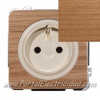 BASE DE ENCHUFE SISTEMA FRANCES, MADERA CEREZO