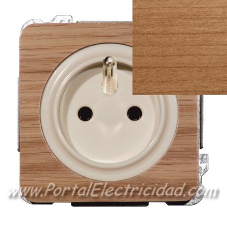 BASE DE ENCHUFE SISTEMA FRANCES, MADERA CEREZO
