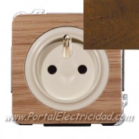 BASE DE ENCHUFE SISTEMA FRANCES, MADERA NOGAL