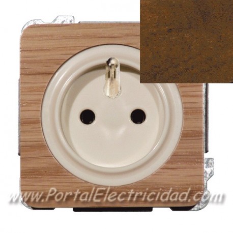 BASE DE ENCHUFE SISTEMA FRANCES, MADERA NOGAL