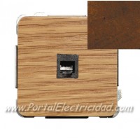 TOMA DE TELEFONO 6 CONTACTOS, MADERA NOGAL