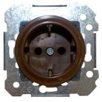 BASE ENCHUFE SCHUKO CON TT LATERAL MARRON. EDE REAL