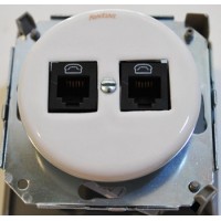 TOMA DOBLE RJ45 COLONIAL. PORCELANA BLANCA
