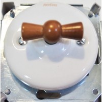 DOBLE INTERRUPTOR SENCILLO DE PORCELANA, MANETA MIEL