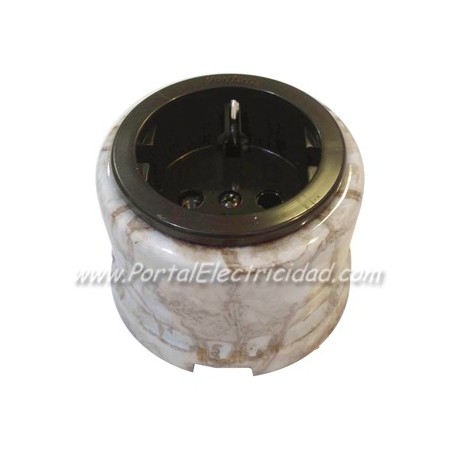 BASE DE ENCHUFE SCHUKO DE PORCELANA REGGIA CON INTERIOR PLASTICO