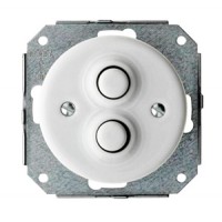 PULSADOR DOBLE 10A - 250V PORCELANA BLANCA. FONTINI COLONIAL