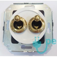 DOBLE CONMUTADOR ROCKING BLANCO. MANETA DORADO. FONTINI VENEZIA ROCKING