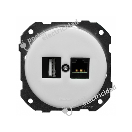 Toma de Teléfono + RJ45 Categoría 6 de Empotrar Blanco Fontini DO