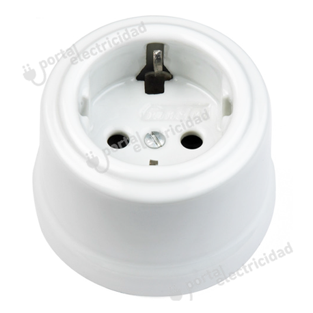 BASE ENCHUFE SCHUKO PORCELANA BLANCA