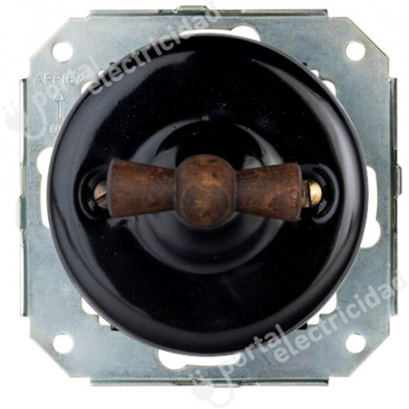 Fontini 31206292 INTERRUPTOR SENCILLO DE PORCELANA NEGRA. MANETA ENVEJECIDA