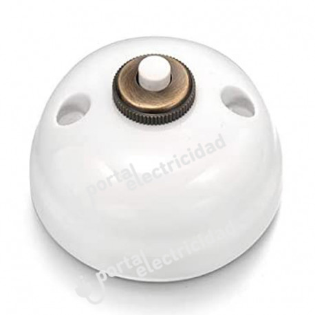 PULSADOR PARA TIMBRE, PORCELANA BLANCA