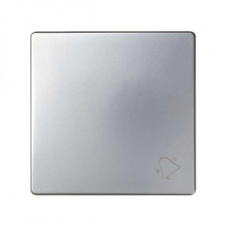 TECLA PULSADOR CON SIMBOLO TIMBRE SERIES SIMON 82. ALUMINIO MATE