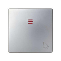TECLA PULSADOR CON VISOR SIMBOLO LUZ SERIES SIMON 82 ALUMINIO MATE