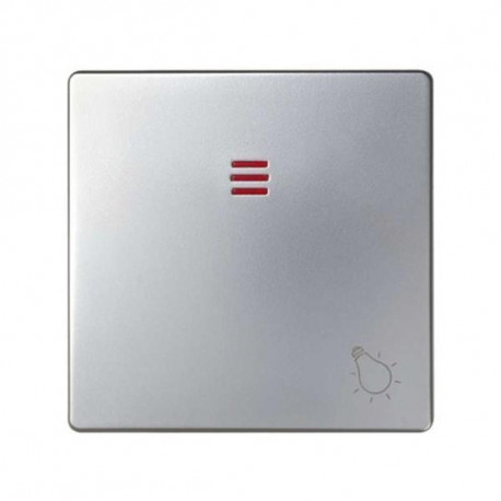 TECLA PULSADOR CON VISOR SIMBOLO LUZ SERIES SIMON 82 ALUMINIO MATE
