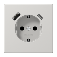 Enchufe SCHUKO® + TAPA c/ USB-AC LS gris cl  JUNG JUNLS1520-15CALG