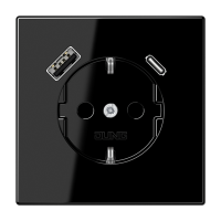 Enchufe SCHUKO® + TAPA c/ USB-AC LS negro JUNG JUNLS1520-15CASW