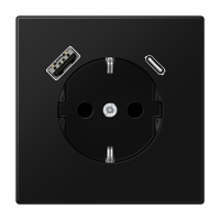 Enchufe SCHUKO® + TAPA c/ USB-AC LS negro mate JUNG JUNLS1520-15CASWM