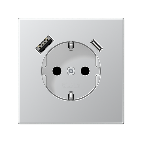Enchufe SCHUKO® + TAPA c/ USB-AC LS alum JUNG JUNAL1520-15CA-L