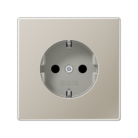 Enchufe SCHUKO® + TAPA prot contacto LS acero JUNG JUNES1521KI