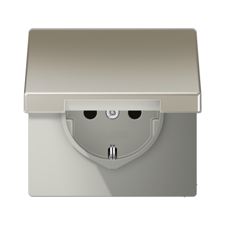 Enchufe t abat/prot contacto LS acero  JUNG JUNES1520KIKL