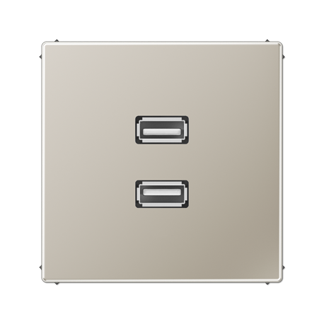 Placa USB 20 2 tomas LS acero  JUNG JUNMAES1153