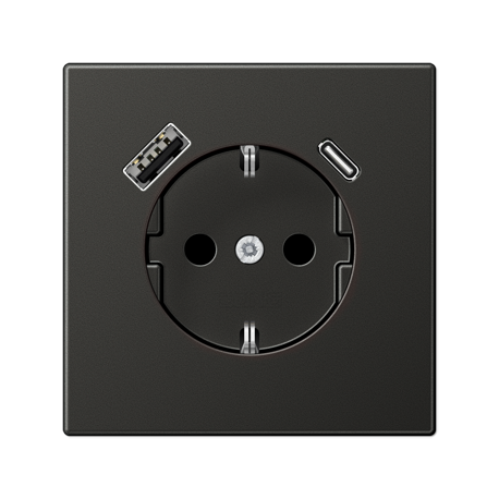 Enchufe SCHUKO® + TAPA c/ USB-AC LS antra  JUNG JUNAL1520-15CAAN-L
