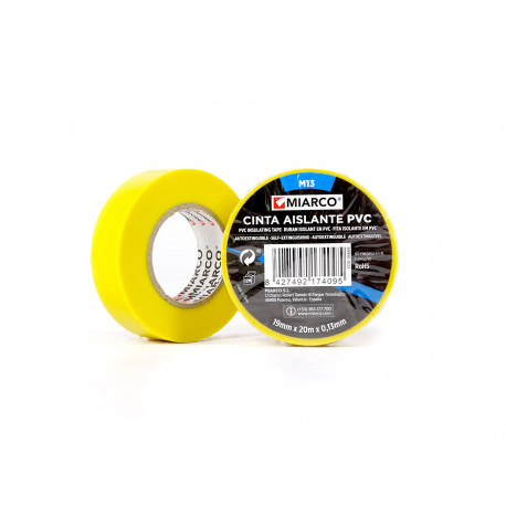 Cinta Aislante Amarilla 20 mts x 19mm ancho Plymouth