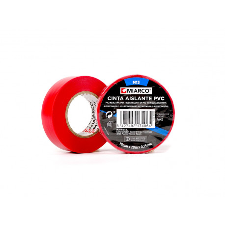 Cinta Aislante ROJA 20 mts x 19mm ancho Plymouth