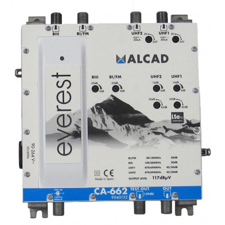 Amplificador UHF-UHF-BIII-BI/FM LTE700 EVEREST ALCAD ALC9040132