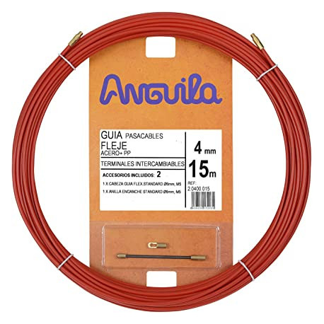 Guia pasacables acero Nylon 4MM 15M a 20M rojo ANG20400015