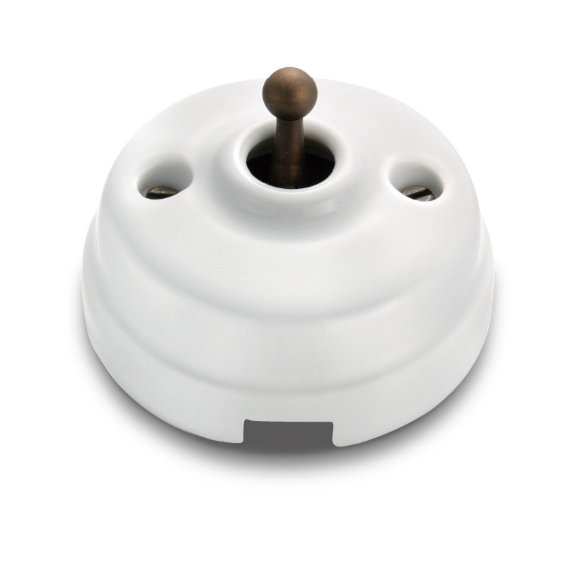 CONMUTADOR PORCELANA/PATINE CON PASO DE CABLE