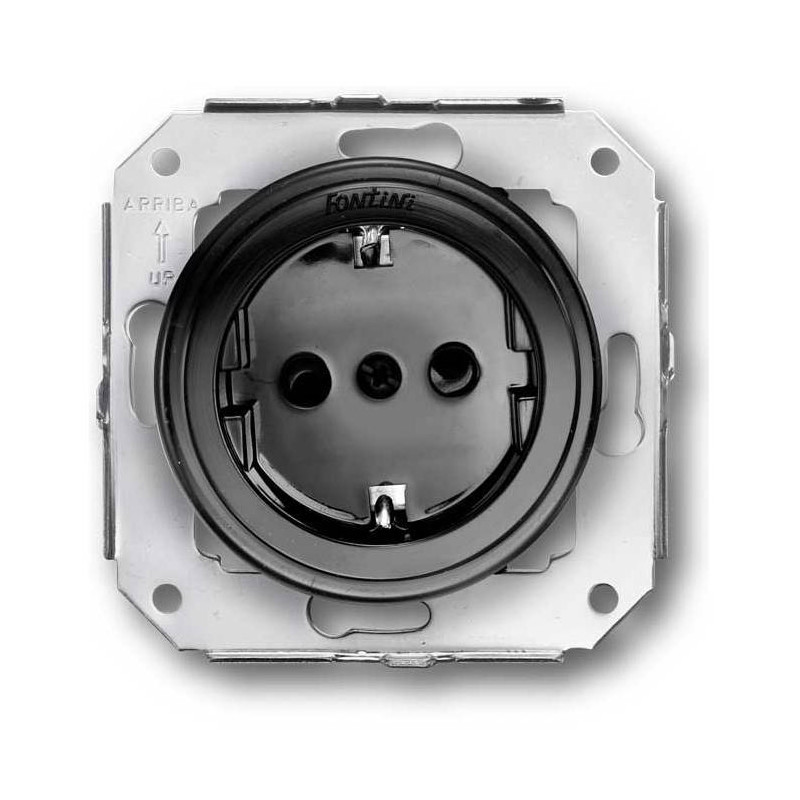 BASE DE ENCHUFE SIN TOMA TIERRA. COLONIAL-PLASTICO NEGRO