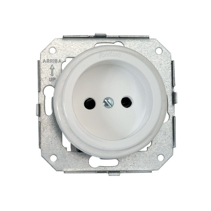 BASE DE ENCHUFE SIN TOMA TIERRA. COLONIAL-PLASTICO BLANCO