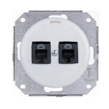 TOMA DOBLE DE TELEFONO COLONIAL. PORCELANA BLANCA