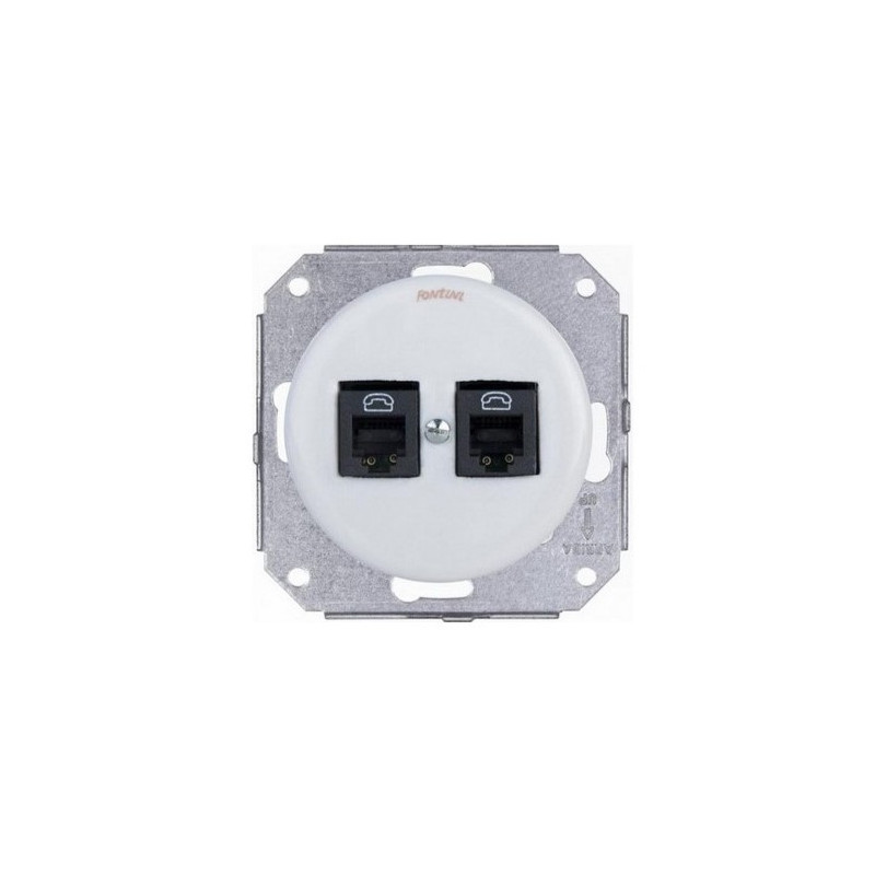 TOMA DOBLE DE TELEFONO COLONIAL. PORCELANA BLANCA