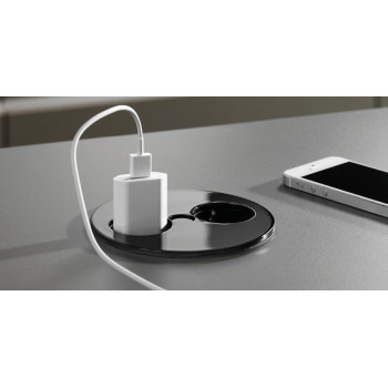 Caja circular empotrar mesa 2xSCHUKO acero inoxidable diámetro 105mm BACH931000