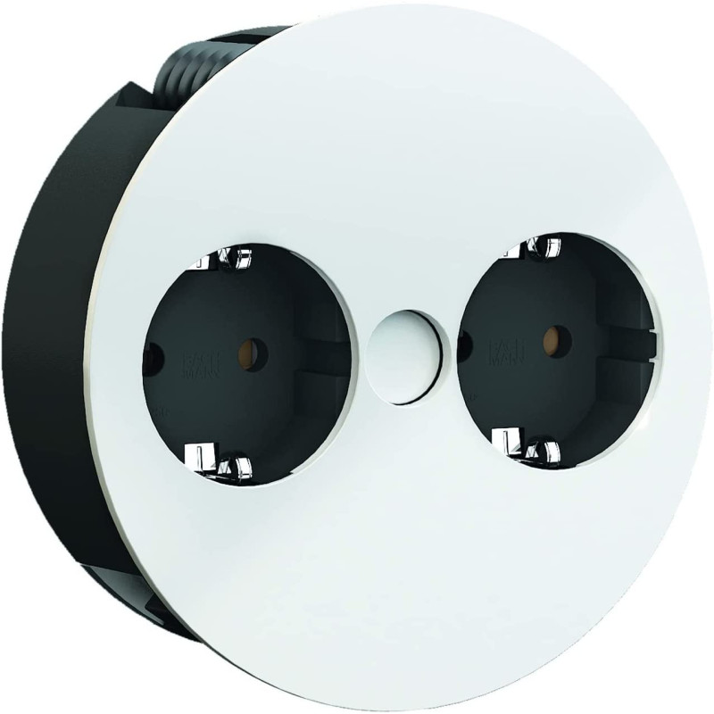 Regleta TWIST 2 tomas + cable fijo 2m blanco mate con vainas y clavija de montaje BACH931250