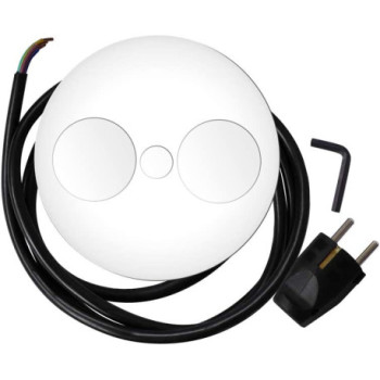 Regleta TWIST 2 tomas + cable fijo 2m blanco mate con vainas y clavija de montaje BACH931250